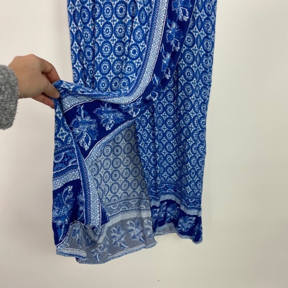 MINKPINK Blue Floral Kimono Faux Wrap Maxi Dress - Picture 4 of 6